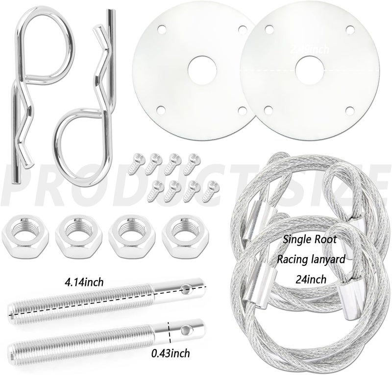 Stacool Hood Pins Kit for Car - Stainless Steel Car Hood Cover Quick Latch Hood Pins for Reducing Shaking - Universal Automotive Exterior Accessories Fit for Most Cars SUVs Trucks (Silver) - Image 2